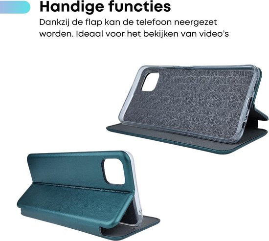 Wallet Hoesje Groen - Geschikt voor Samsung Galaxy A22 5G - Portemonnee Book Case - Boekje met Kaarthouder / Pasjeshouder en Magneetsluiting - Booklet Beschermhoes