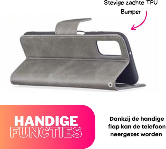 Hoesje Grijs - Geschikt voor Samsung Galaxy A14 - Portemonnee Book Case - Boekje Met Kaarthouder / Pasjeshouder en Magneetsluiting - Booklet - Wallet Beschermhoes - Telefoonhoesje