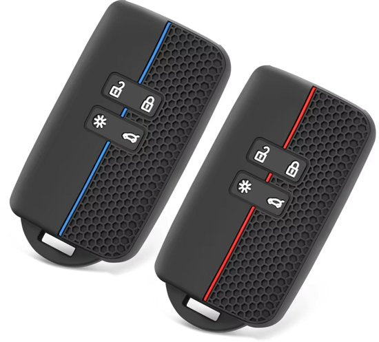 Siliconen Sleutelcover - Sleutelhoesje Geschikt voor Renault Clio / Laguna / Koleos / Megane / Fluence / Zoe / Scenic / Captur - Key Cover Autosleutel - Rood en Zwart - Auto Accessoires
