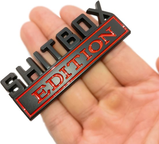 Auto Embleem Shitbox Edition - Zwart Rood - Zelfklevende Badge - Embleem - universeel/alle automerken - Logo - Auto Accessoires