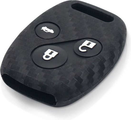 Zachte Carbon Sleutelcover met Knoppen - Geschikt voor Honda - Sleutelhoesje Geschikt voor Honda Civic / Accord / Pilot / Fit / Jazz / Insight / CRV / Insight / Odyssey - Siliconen Materiaal - Sleutel Hoesje Cover - Auto Accessoires