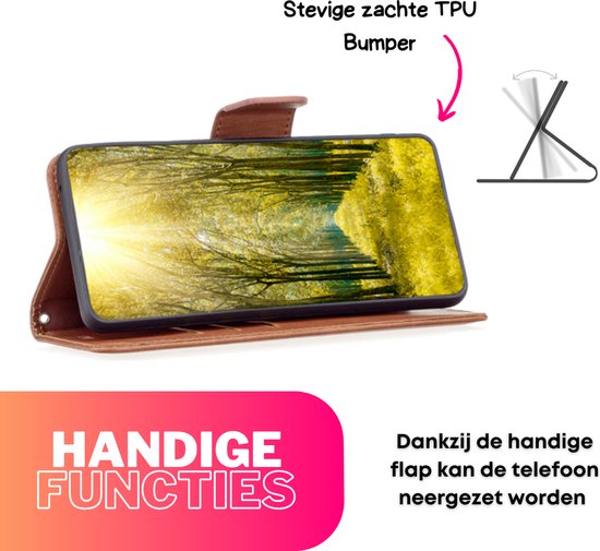 Hoesje Bruin - Geschikt voor Samsung Galaxy S21 FE - Portemonnee Book Case - Boekje Met Kaarthouder / Pasjeshouder en Magneetsluiting - Booklet - Wallet Beschermhoes - Telefoonhoesje
