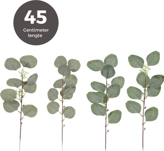 Eucalyptus Takken - 10 Stuks - Realistische Eucalyptus Decoratie - Kunstplant - Huisdecoratie en Bruiloft - Groene Takken 45 cm