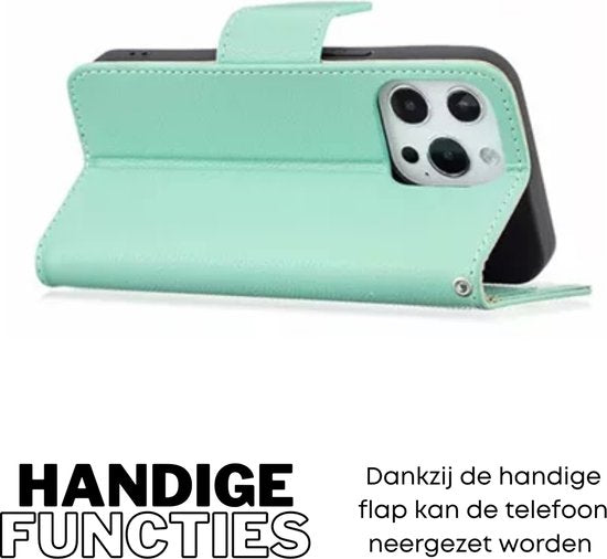 Hoesje Mintgroen - Geschikt voor Samsung Galaxy A23 5G / 4G - Portemonnee Book Case - Boekje Met Kaarthouder / Pasjeshouder en Magneetsluiting - Booklet Beschermhoes