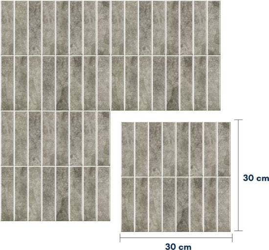 Solusia Zelfklevende Plaktegels - Grijs – 10 Hoogwaardige Plaktegels voor Wand – Waterdichte Wandpanelen voor Keuken, Badkamer en Toilet – 30 x 30 cm – Makkelijk aan te brengen - Tegeltjes Tegelstickers