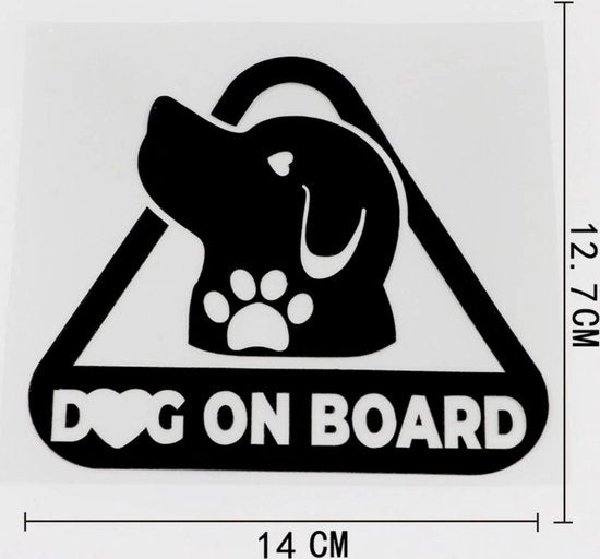 Dog On Board - Autosticker Hond - Grappige Auto Sticker Zwart - Hoogwaardig Vinyl - Autostickers Wrap Folie - universeel/alle automerken