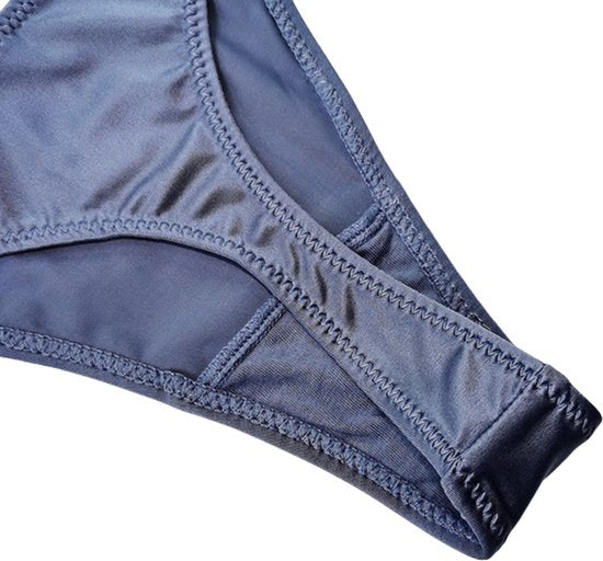 Love Secret String Blauw - Luxe Design met Diamantjes en Satijn - High Waist - Dames Lingerie / Ondergoed - Maat S