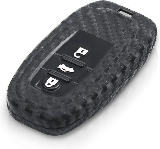 Zachte Carbon Sleutelcover met Knoppen - Sleutelhoesje Geschikt voor Audi A5 / A6 / A7 / A8 / Q5 / Q7 / Q8 / E-Tron / S5 / S6 / RS6 - Siliconen Materiaal - Sleutel Hoesje Cover - Auto Accessoires