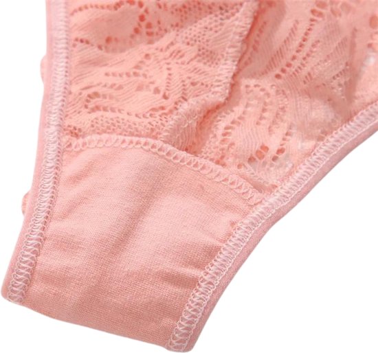 Sexy Brazilian Dames String - Kant - Roze - Dames Lingerie / Ondergoed - Maat M