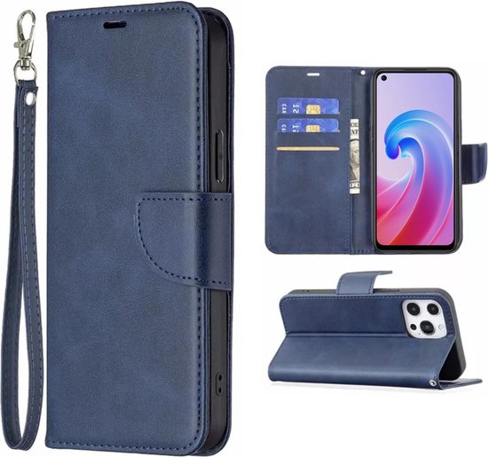 [EOL] Hoesje Donkerblauw - Geschikt voor OPPO A76 / A96 - Portemonnee Book Case - Boekje Met Kaarthouder / Pasjeshouder en Magneetsluiting - Booklet - Wallet Beschermhoes Kunstleer