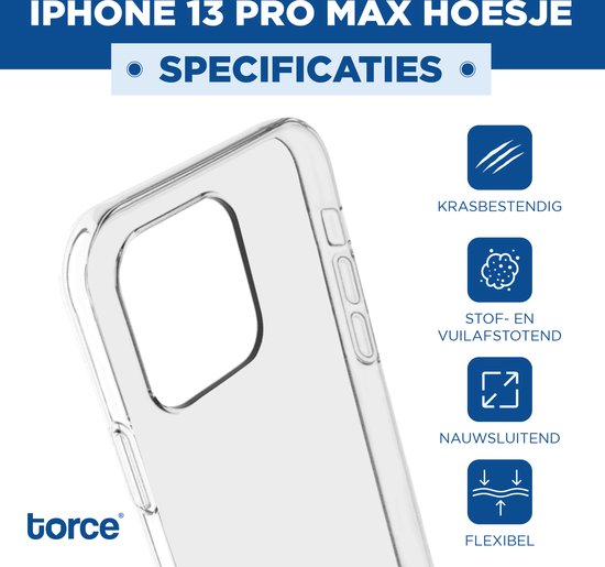 TORCE® iPhone 13 Pro Max Hoesje - Case Transparant + Glass Screenprotector