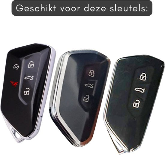 Luxe Alcantara Sleutelcover - Sleutelhoesje Geschikt voor Volkswagen Golf 8 / ID3 / ID4 / ID5 / ID6 / Seat Leon 2020 / Skoda Octavia 2021 - Alcantara Look - Zacht Sleutel Hoesje - Met Hanger - Auto Accessoires