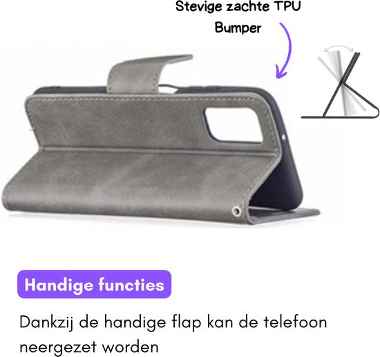 Hoesje Grijs geschikt voor OPPO A79 5G - Portemonnee Book Case - Boekje Met Kaarthouder / Pasjeshouder en Magneetsluiting - Booklet - Wallet Beschermhoes - Telefoonhoesje