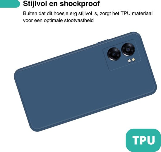 Hoesje Geschikt voor OPPO A57 / A57s - Blauw - Stevige Shockproof Case - TPU Cover met Siliconen Touch - Backcover Telefoonhoesje