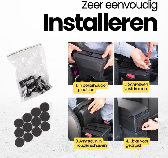 Multifunctionele Armsteun - Geschikt voor Fiat 500 (2015-2024) - 7 USB Aansluitingen - Opbergvakken - Bekerhouder