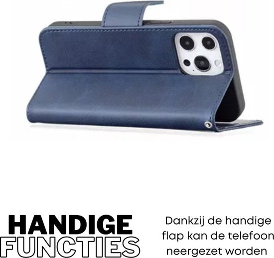 [EOL] Hoesje Blauw - Geschikt voor OPPO Reno 8 Lite - Portemonnee Book Case - OPPO Reno8 Lite Boekje Met Kaarthouder / Pasjeshouder en Magneetsluiting - Booklet - Wallet Beschermhoes Kunstleer