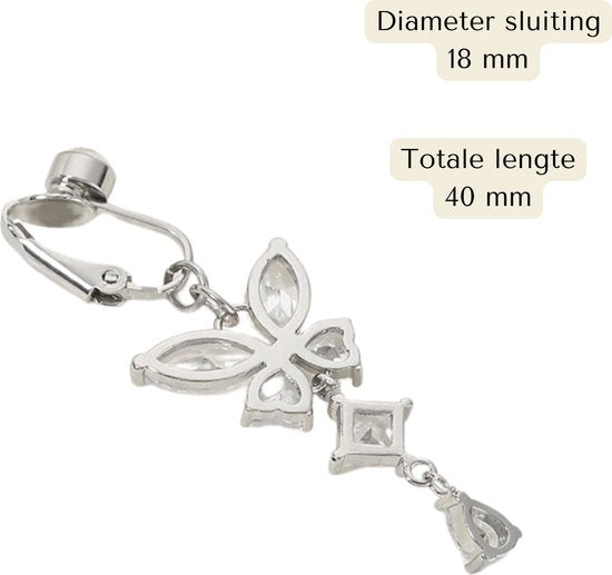 Fake Navelpiercing Zilverkleurig Vlinder - Nep Navelpiercing Zilver - Piercing Voor Navel zonder Gaatje - 40 mm