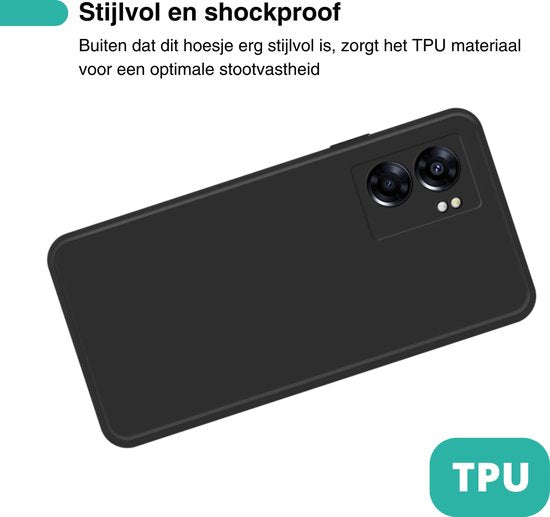 Hoesje Geschikt voor OPPO A57 / A57s - Zwart - Stevige Shockproof Case - TPU Cover met Siliconen Touch - Backcover Telefoonhoesje