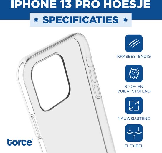 TORCE® iPhone 13 Pro Hoesje - Case Transparant + Gratis Glass Screenprotector