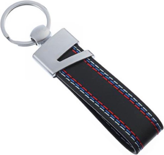 Lederen Auto Sleutelhanger - Geschikt voor alle automerken/ universeel  - Zwarte Strap - Stalen Hanger - Keychain Sleutel Hanger Cadeau - Auto Accessoires