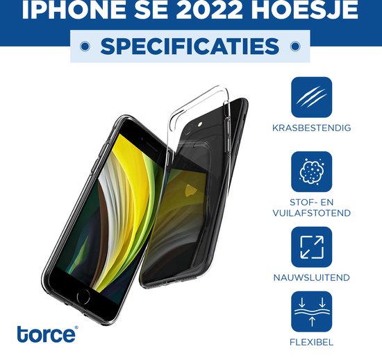 TORCE® Apple iPhone SE (2022) Hoesje - Case Transparant + Gratis Glass Screenprotector
