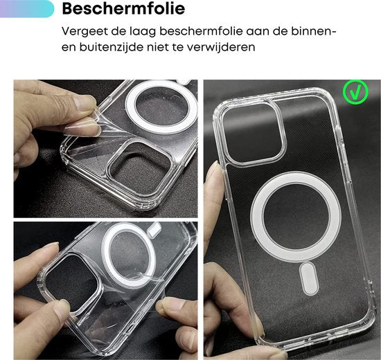 Transparant Magneet Hoesje - Geschikt voor iPhone 14 Pro Max - Stevig Doorzichtig Shockproof - Magnetisch TPU Hoesje - Anti Yellowing Achterkant (Magneet Compatible)