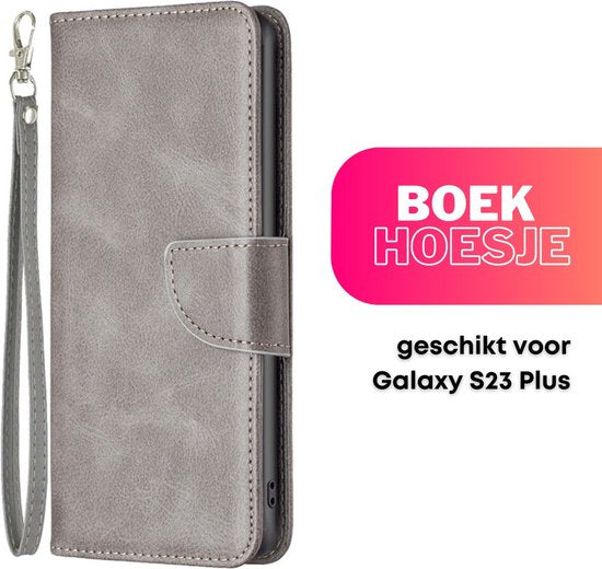 Hoesje Grijs - Geschikt voor Samsung Galaxy S23 S23+ / S23 Plus - Portemonnee Book Case - Boekje Met Kaarthouder / Pasjeshouder en Magneetsluiting - Booklet - Wallet Beschermhoes - Telefoonhoesje