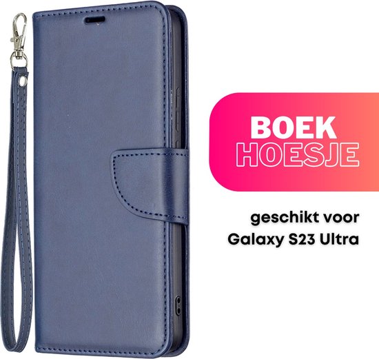 [EOL] Hoesje Blauw - Geschikt voor Samsung Galaxy S23 Ultra - Portemonnee Book Case - Boekje Met Kaarthouder / Pasjeshouder en Magneetsluiting - Booklet - Wallet Beschermhoes - Telefoonhoesje