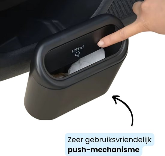 Compacte Auto Prullenbak Autodeur - Mini Vuilnisbakje - Set met 3 Rollen Zakjes - Auto Accessoire voor in de Deur - Praktische Auto Organizer - Zwart