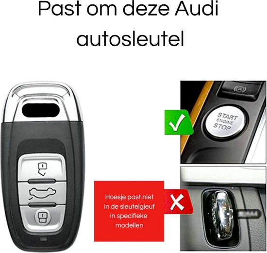 Luxe Alcantara Sleutelcover - Sleutelhoesje Geschikt voor Audi A1 / A3 / / A4 / A5 / A6 / A7 / A8 / Q3 / Q5 / Q7 / S5 / S6 - Alcantara Look - Zacht Sleutel Hoesje - Met Hanger - Auto Accessoires