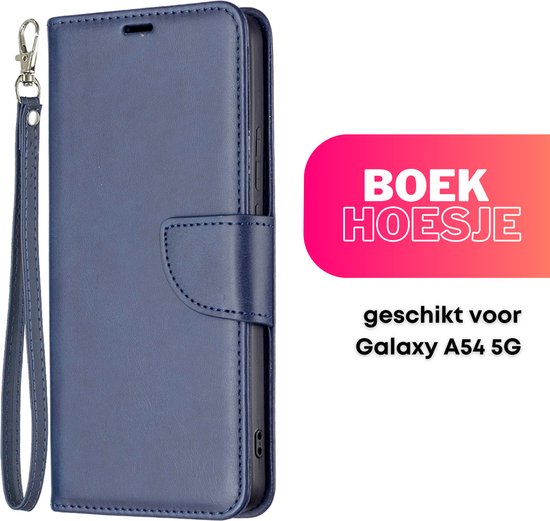 Hoesje Donkerblauw - Geschikt voor Samsung Galaxy A54 5G  - Portemonnee Book Case Blauw - Boekje Met Kaarthouder / Pasjeshouder en Magneetsluiting - Booklet Beschermhoes