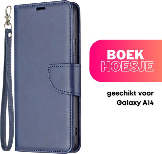 Hoesje Blauw - Geschikt voor Samsung Galaxy A14 - Portemonnee Book Case - Boekje Met Kaarthouder / Pasjeshouder en Magneetsluiting - Booklet - Wallet Beschermhoes - Telefoonhoesje