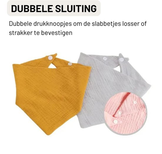 Set van 7 Schattige Bandana Slabbetjes – Zacht Katoen – Verstelbaar met Drukknopen – Unisex Baby Slabben voor Jongens & Meisjes – Neutrale Nude Kleuren