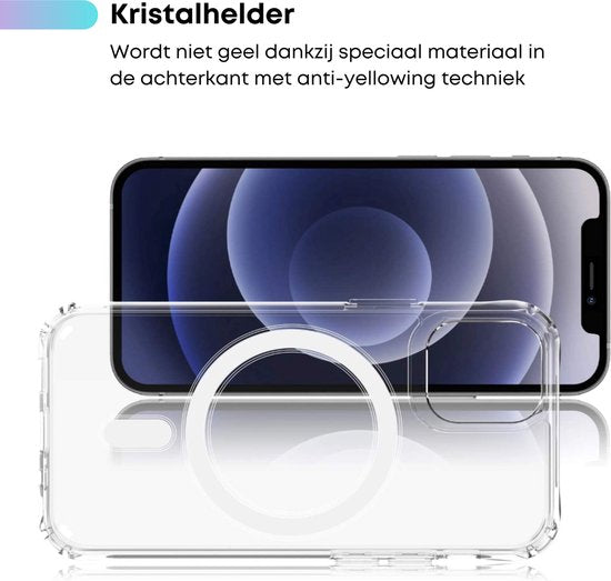 Transparant Magneet Hoesje - Geschikt voor iPhone 14  - Stevig Doorzichtig Shockproof - Magnetisch TPU Hoesje - Anti Yellowing Achterkant (Magneet Compatible)
