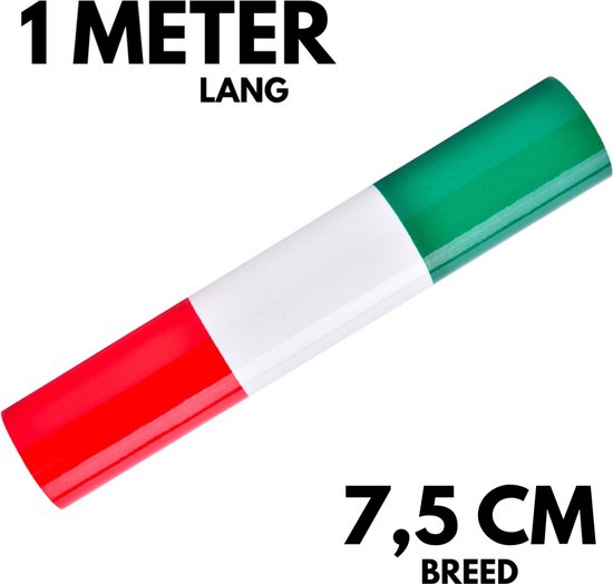 Auto Kleuren Sticker op Rol - 1 Meter x 7,5 CM - Italiaanse Vlag - Striping Wrap voor Grill, Zijspiegels en Skirts - Autostickers - Auto Accessoires Stickers - Past Bij Italiaanse Automerken