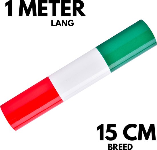 Auto Kleuren Sticker op Rol - 1 Meter x 15 CM - Italiaanse Vlag - Striping Wrap voor Grill, Zijspiegels en Skirts - Autostickers - Auto Accessoires Stickers - Past Bij Italiaanse Automerken