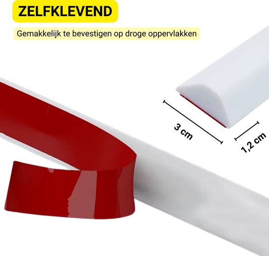 Badkamer Waterbarrière Strip - Douchedrempel 200 cm - Rond - Zelfklevende Siliconen Waterstopper - Waterstopper Tegen Waterlekkage - Waterkering voor Douche, Bad en Keuken - Wit