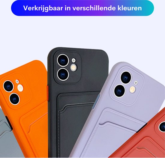 Hoesje Geschikt voor Apple iPhone 11 Stevig TPU - Met Kaarthouder - Lila Paars - Shockproof Case met Pasjeshouder - TPU Hoes Met Vakje Voor Pasje - Card Case Back Cover