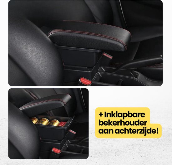 Multifunctionele Armsteun - Geschikt voor Toyota Aygo, Peugeot 107 en Citroen C1 (2005-2014) - 7 USB Aansluitingen - Opbergvakken - Bekerhouder