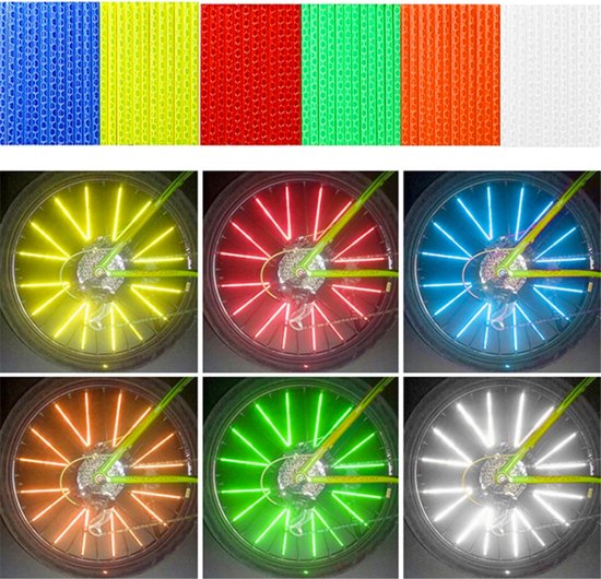 Fiets Spaak Reflector Rood - Set 12 Stuks - Glow In The Dark - Spaakreflector - Spaakreflectoren Staafjes