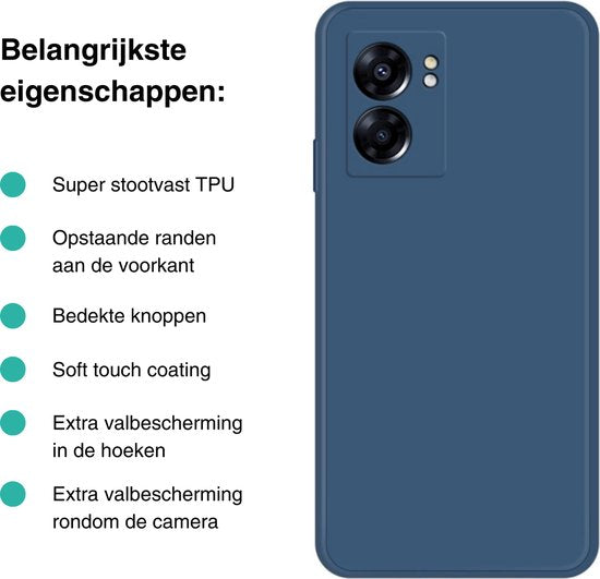 Hoesje Geschikt voor OPPO A57 / A57s - Blauw - Stevige Shockproof Case - TPU Cover met Siliconen Touch - Backcover Telefoonhoesje