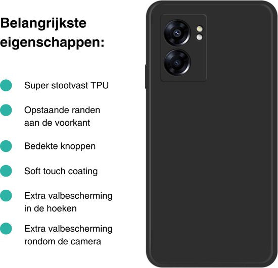 Hoesje Geschikt voor OPPO A57 / A57s - Zwart - Stevige Shockproof Case - TPU Cover met Siliconen Touch - Backcover Telefoonhoesje