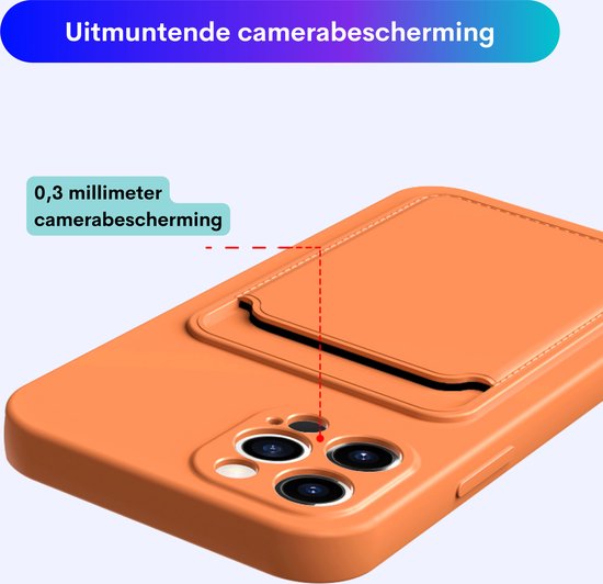 Stevig TPU Hoesje - Geschikt voor Apple iPhone 14 - Met Kaarthouder - Lichtblauw - Shockproof Case met Pasjeshouder - TPU Hoes Met Vakje Voor Pasje - Card Case Back Cover
