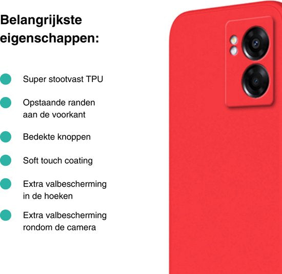 Hoesje Geschikt voor OPPO A57 / A57s - Rood - Stevige Shockproof Case - TPU Cover met Siliconen Touch - Backcover Telefoonhoesje
