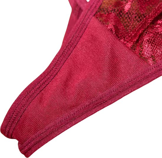 Sexy Kanten String – Zwart - Open Design met Bandjes - Comfortabel, Ademend, Sexy en Zacht Dames Ondergoed - One Size - Perfecte Pasvorm