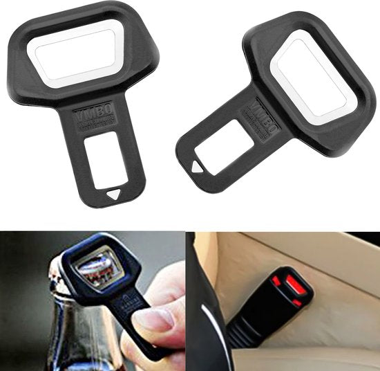 2 Stuks - 2x Gordel Alarm Stopper met Bieropener - 2 in 1 Flesopener - Gordel Verlenger - Veilige Gordel Piep Stopper - Waarschuwing Stopper - Gordel Clip - Autogordel Piep - Auto Accessoires