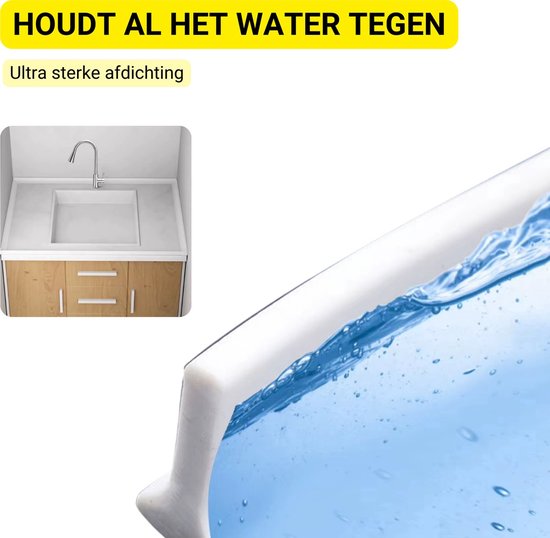 Badkamer Waterbarrière Strip - Douchedrempel 200 cm - Driehoek - Zelfklevende Siliconen Waterstopper - Waterstopper Tegen Waterlekkage - Waterkering voor Douche, Bad en Keuken - Zwart