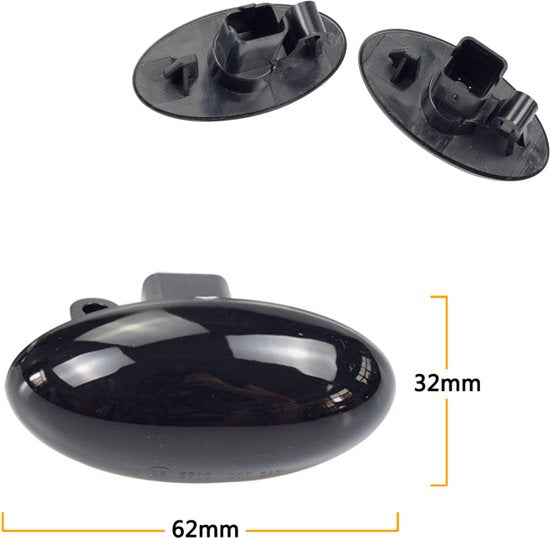 Dynamische LED Richtingaanwijzers (Smoked) - Geschikt voor Toyota Aygo / Citroën C1 / C2 / C3 / C4 / C5 / C6 / Peugeot 107 / 108 / 1007 - Plug & Play Knipperlichten Zijkant -  Set van 2 Knipperlichten met LED streep - Flowing Water Effect