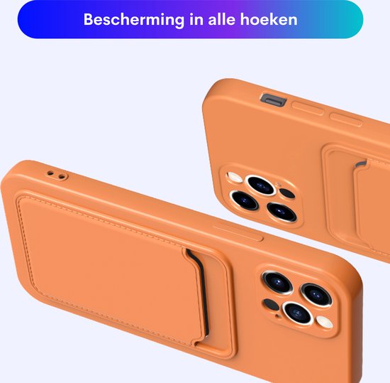 Hoesje Geschikt voor Apple iPhone 16 Pro Stevig TPU - Met Kaarthouder - Donkerblauw - Shockproof Case met Pasjeshouder - TPU Hoes Met Vakje Voor Pasje - Card Case Back Cover