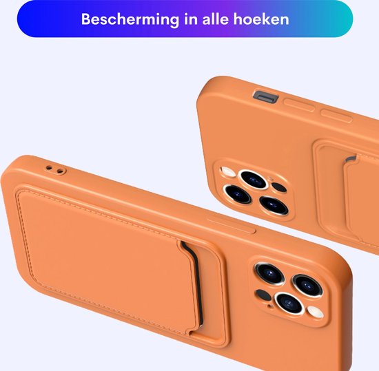 Set van 2 Hoesjes - Geschikt voor Apple iPhone 13 - Stevig TPU Hoesje - Met Kaarthouder - Lichtblauw & Roze - Shockproof Case met Pasjeshouder - TPU Hoes Met Vakje Voor Pasje - Card Case Back Cover